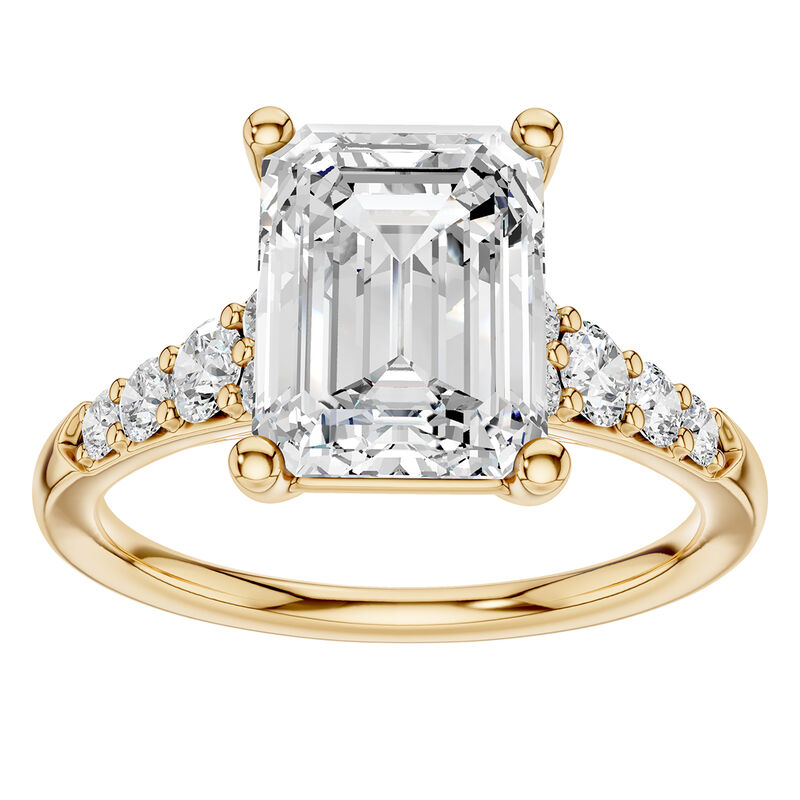 Radiant Lab Grown Diamond 3 1/3ctw. Tapered Diamond Shank Engagement Ring in 14k Yellow Gold image number null