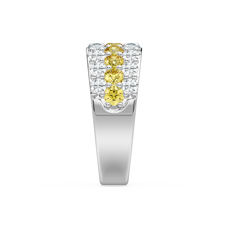 Lab Grown Yellow and White Diamond 2ctw. Multi Row Wedding Ring in 14k White Gold image number null