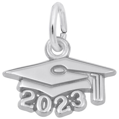 Graduation Cap 2023 Charm in 14k White Gold
