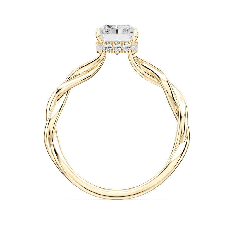 Radiant Lab Grown Diamond 2 1/6ctw. Twist Hidden Halo Solitaire Engagement Ring in 14k Yellow Gold image number null