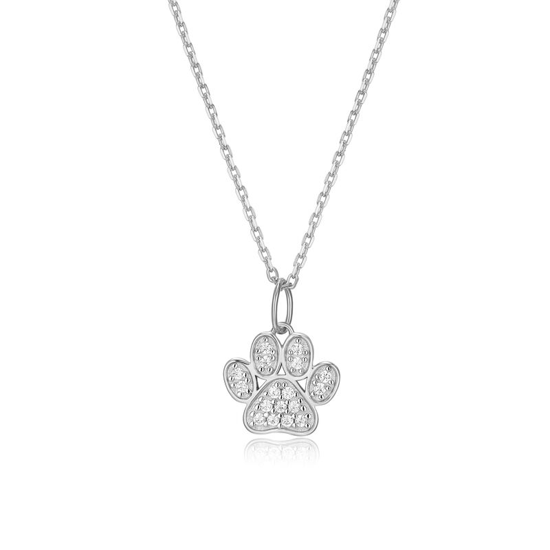 Lab Grown Diamond Paw Chain Necklace in Sterling Silver image number null