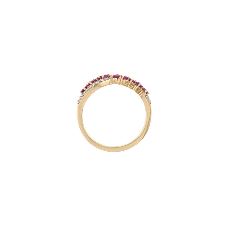 10kt. YG Ruby & Diamond Swirl Band image number null