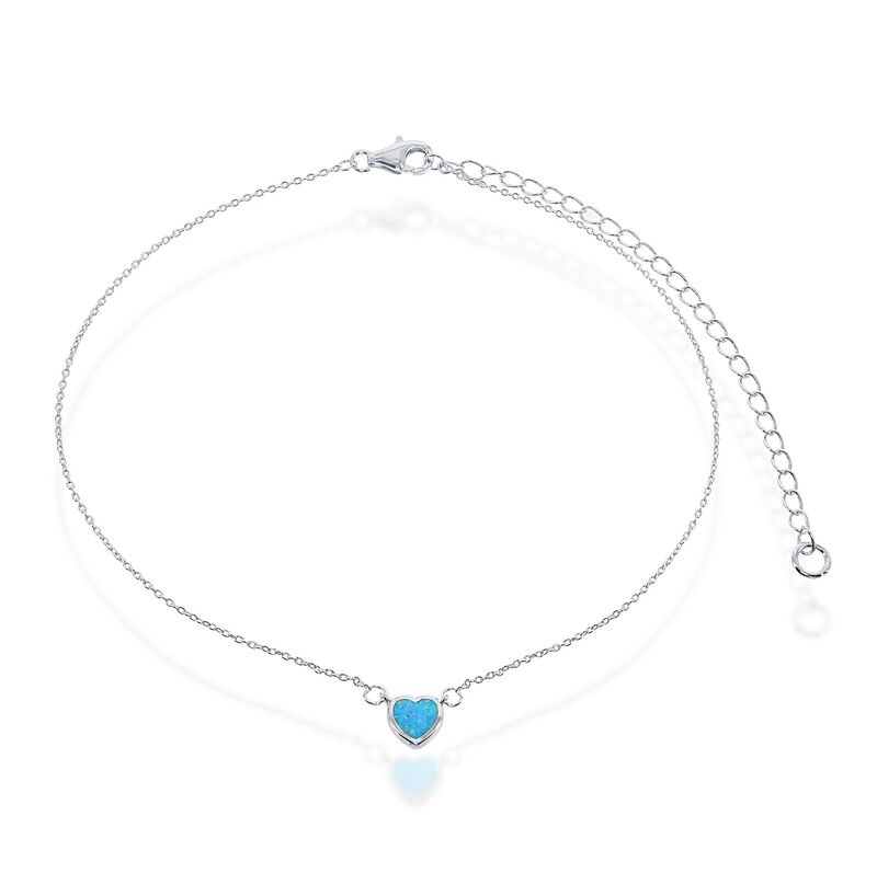 Created Blue Inlay Opal Heart Choker in Sterling Silver  image number null