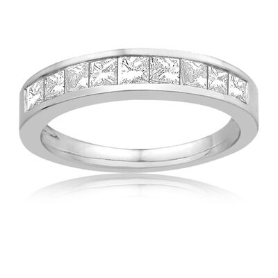 Diamond 1ctw. Channel Set & 14k White Gold Anniversary Ring