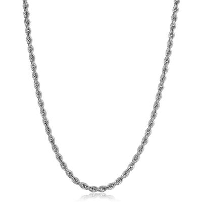 Semi-Solid Rope 24" Chain 3.3mm in 10k White Gold