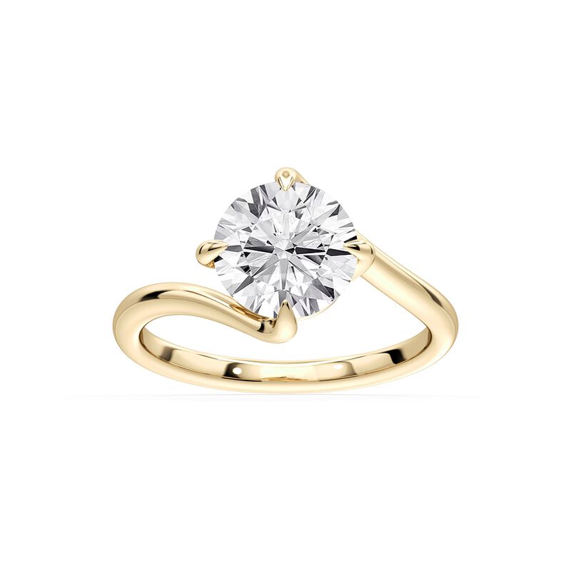 Round Lab Grown Diamond 2 1/2ct. Bypass Solitaire Engagement Ring in 14k Yellow Gold image number null