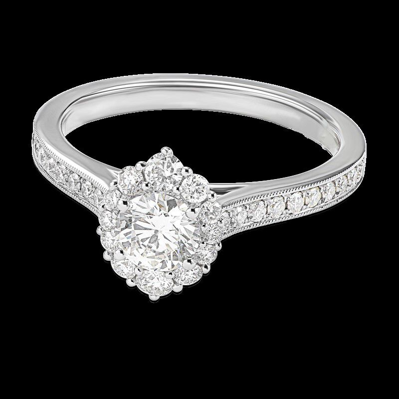 "Nicolette" Fancy Halo Engagement Ring 1ctw. In 14k White Gold image number null