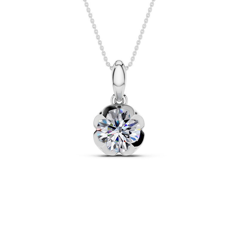 Lab Grown Diamond 1ctw. Scallop Pendant in 10k White Gold image number null