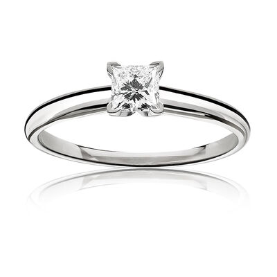 Princess-Cut 5/8ctw. Diamond Classic Solitaire Engagement Ring in 14k White Gold