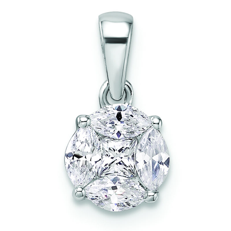 Princess & Marquise-Cut Lab Grown 1/2tw. Diamond FGH VS SI Prism Pendant in 14k White Gold image number null