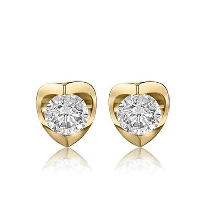 Brilliant-Cut 3/4ctw. Diamond Tension-Set Solitaire Earrings in 14k Yellow Gold