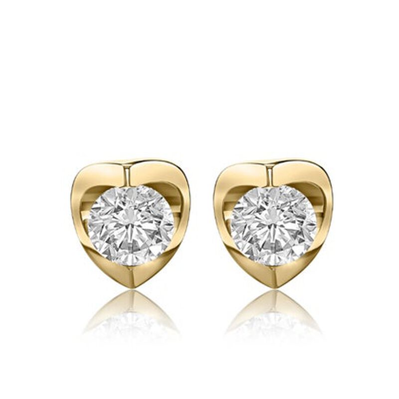 Brilliant-Cut 3/4ctw. Diamond Tension-Set Solitaire Earrings in 14k Yellow Gold image number null