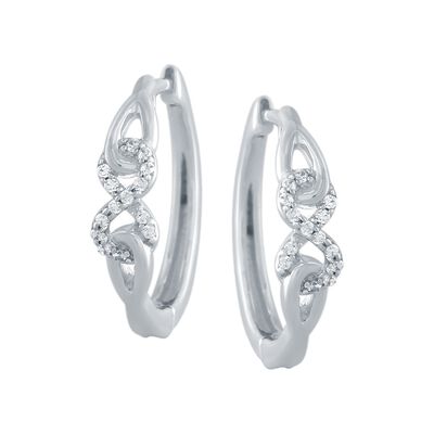 Diamond Infinity Petite Hoop Earrings in 10k White Gold