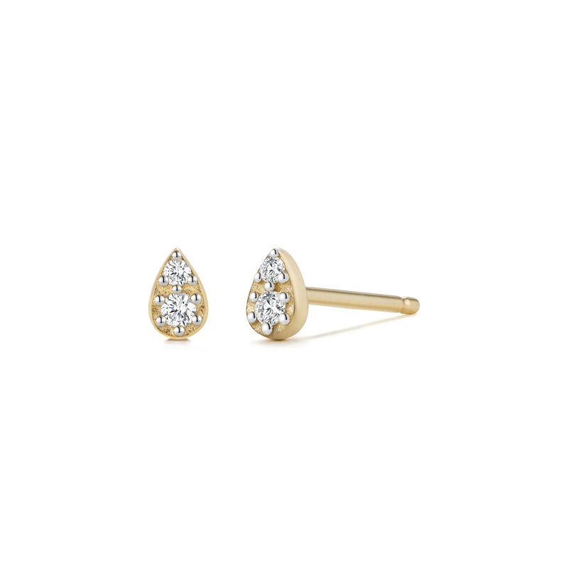 Diamond Pave Teardrop Stud Earrings in 14k Yellow Gold image number null