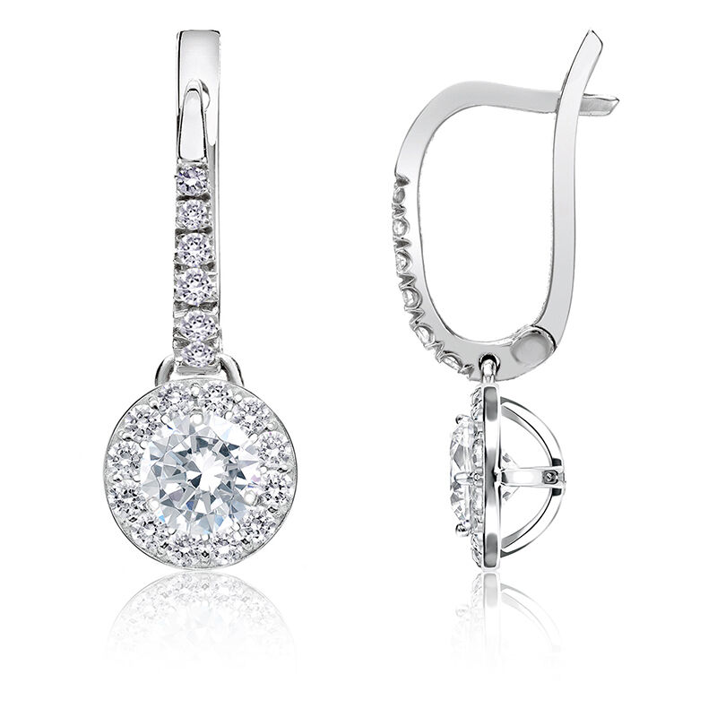 Diamond ½ct. t.w. Halo Dangle Earrings in 14k White Gold image number null
