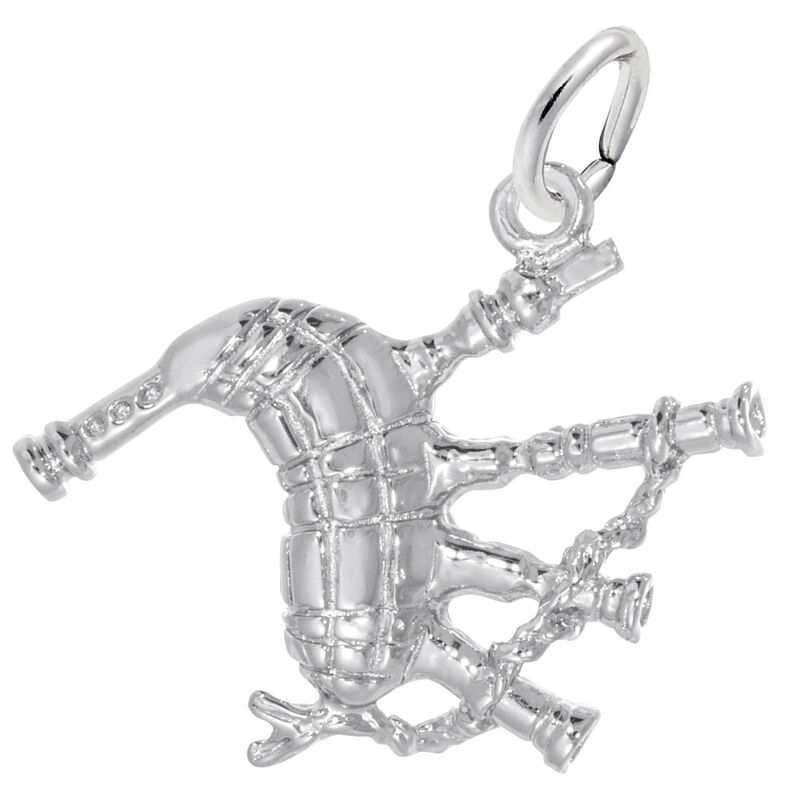 Bagpipes Sterling Silver Charm image number null