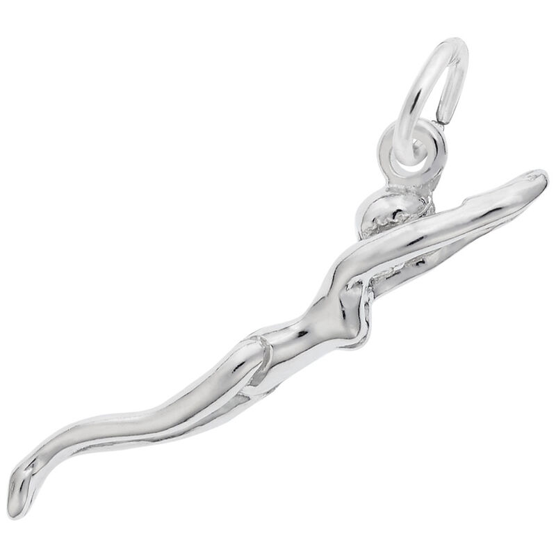 Female Swimmer Charm in 14K White Gold image number null