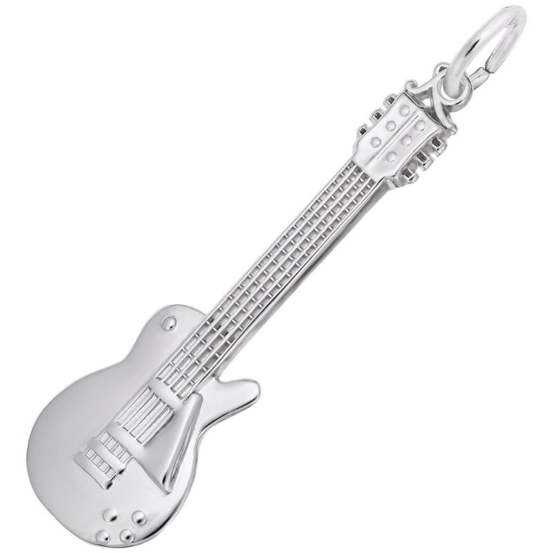 Guitar Electric Charm in Sterling Silver image number null