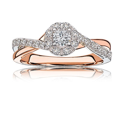 Nora. Diamond 1/2ctw. Pavé Halo Engagement Ring in 14k Gold