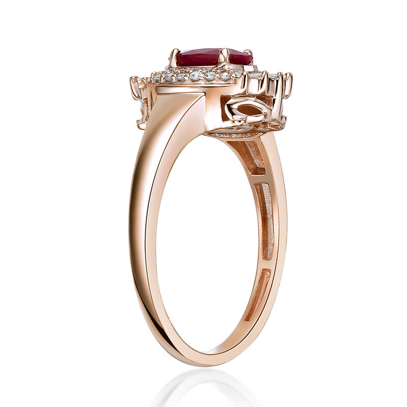 Oval-Cut Ruby & Diamond Ring in 10k Yellow Gold image number null