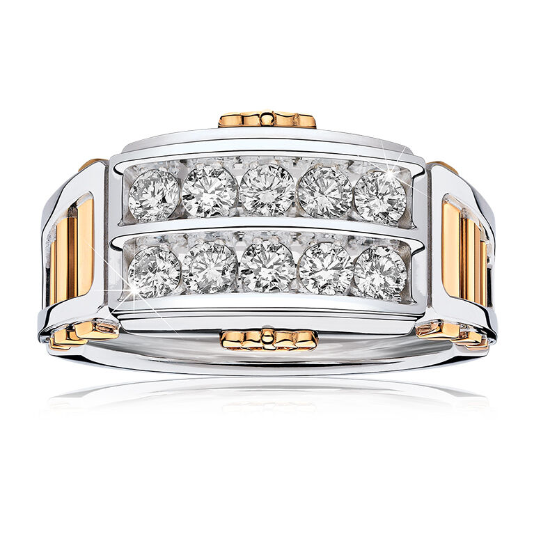 JK Crown® Men's 1ctw. Diamond Ring in White & Yellow Gold image number null