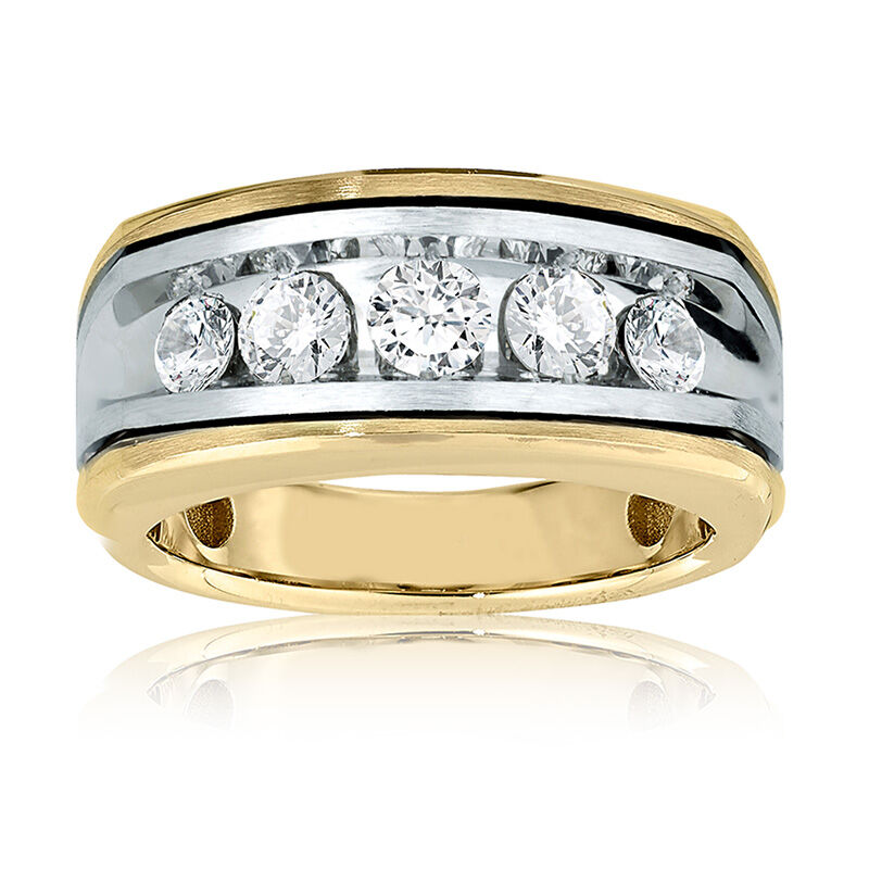 Men&#39;s 1ct. Diamond Wedding Band in 10k White & Yellow Gold image number null