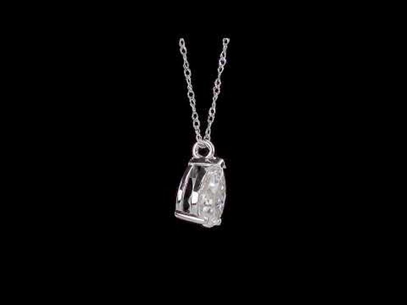Created Pear-Shaped Moissanite Solitaire Pendant in 10k White Gold image number null