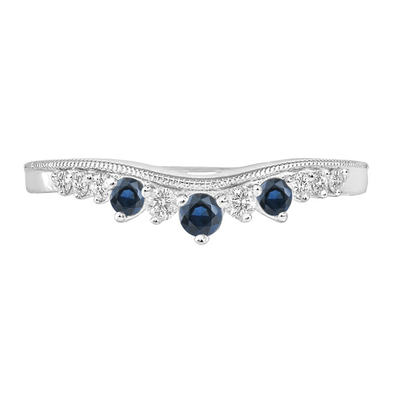 Sapphire & Diamond Contour Band in 14k White Gold image number null