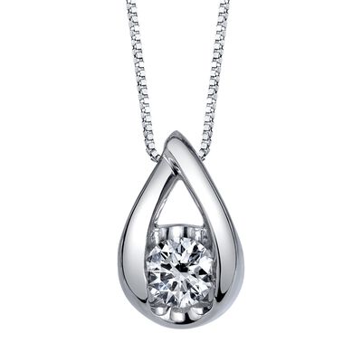 Sirena Diamond Pear Drop 1/10ctw. Pendant in 14k White Gold