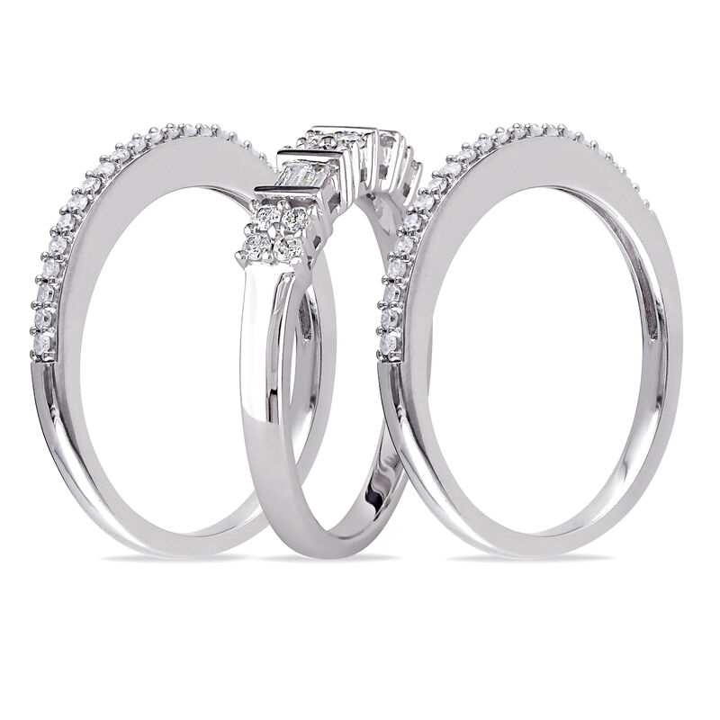 Diamond Anniversary Band 3-Piece Set in 10k White Gold image number null