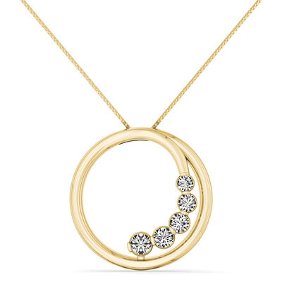 Sirena 1/4ctw. Diamond 5-Stone Circle Pendant in 10k Yellow Gold