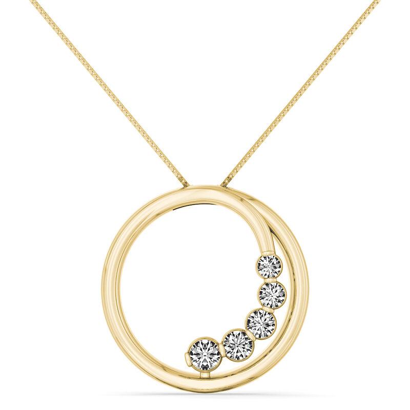 Sirena 1/4ctw. Diamond 5-Stone Circle Pendant in 10k Yellow Gold image number null