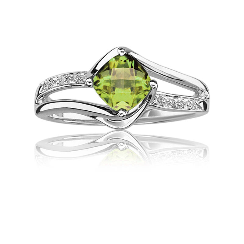 Peridot & Diamond Birthstone Ring in Sterling Silver image number null