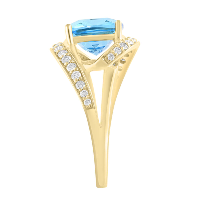 EFFY Cushion-Cut Blue Topaz & Diamond Ring in 14k Yellow Gold image number null