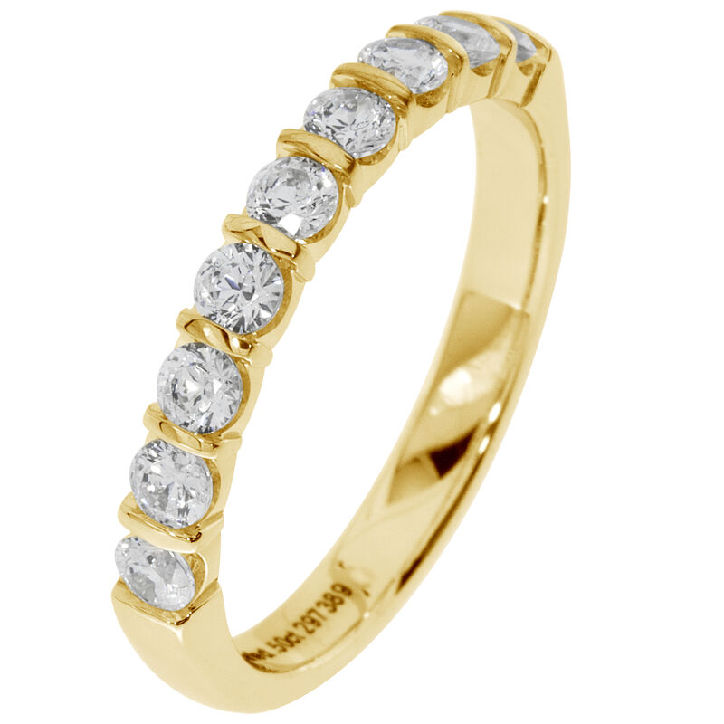 Ladies' 9-Stone 1/2ctw. Bar-Set Diamond Wedding Band in 14K Yellow Gold (HI, I1-I2) image number null