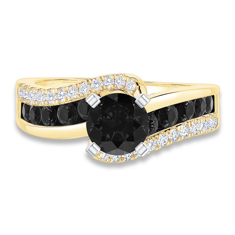Brilliant-Cut 2.25ctw. Diamond Black and White Bypass Engagement Ring in 14k Yellow Gold image number null