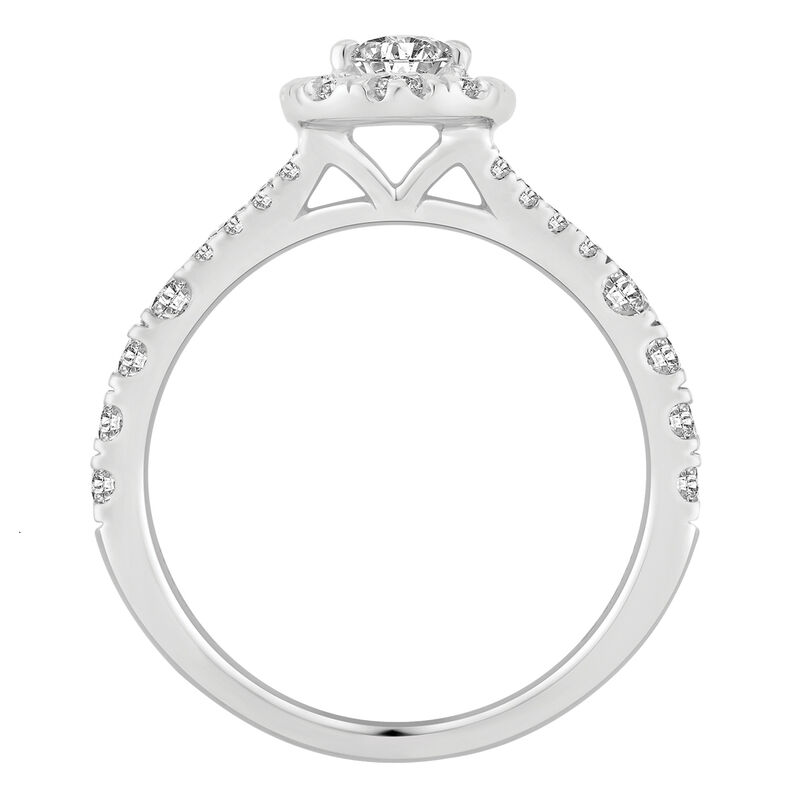 Pear Lab Grown Diamond 1ctw. Split Shank Halo Engagement Ring in 14k White Gold image number null