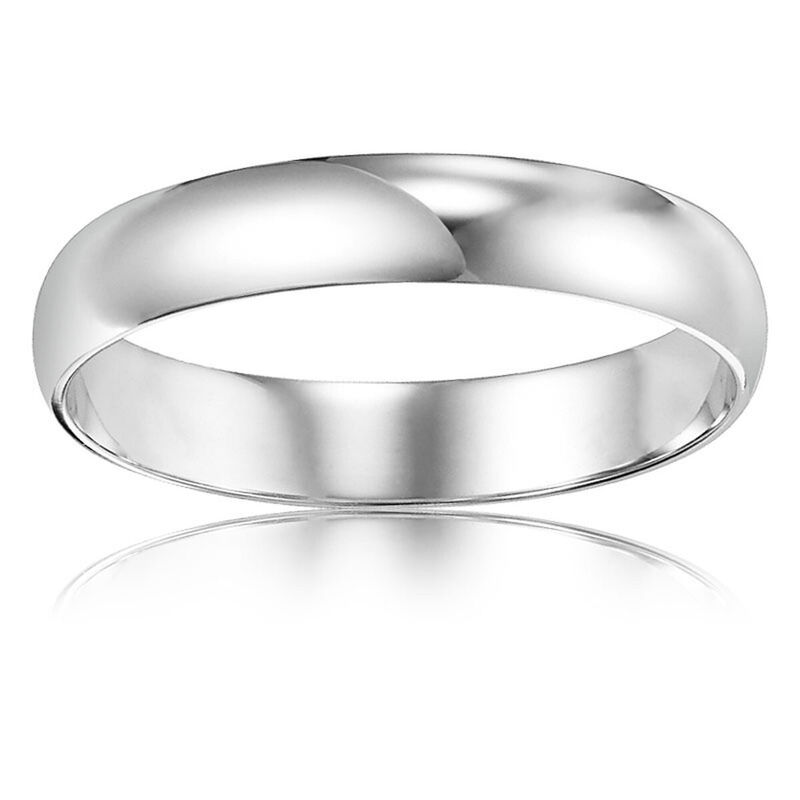 Polished & 10k White Gold Wedding Ring (4mm) image number null