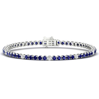 Blue Sapphire Tennis Bracelet in 10k White Gold