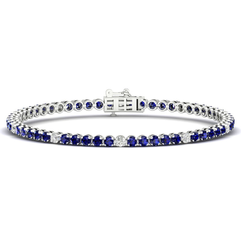 Blue Sapphire Tennis Bracelet in 10k White Gold image number null