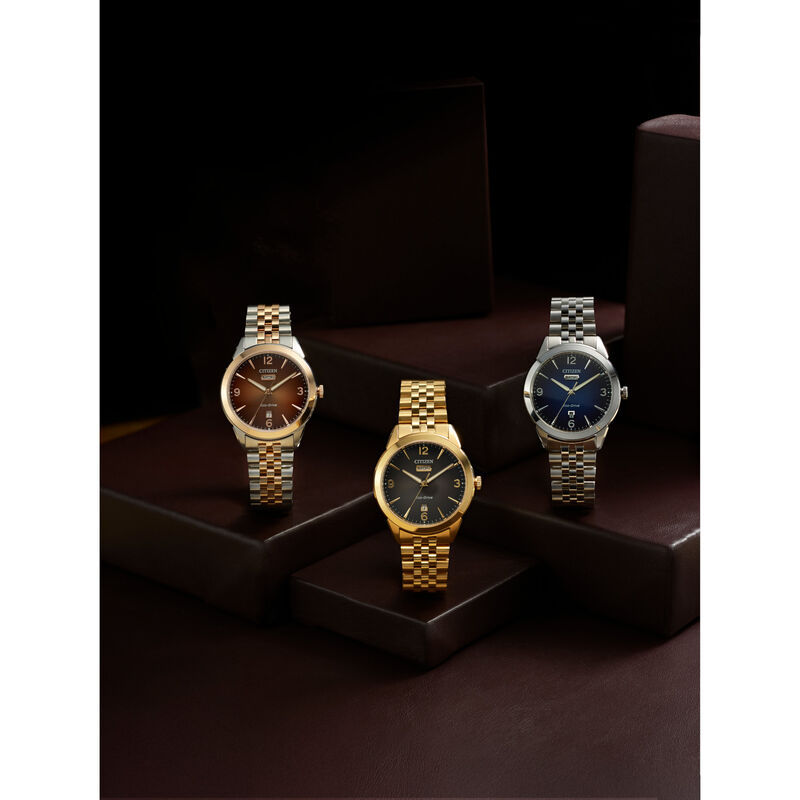 Citizen Men's Rolan Black Dial Gold-Tone Bracelet 41mm Watch AW0152-58H image number null