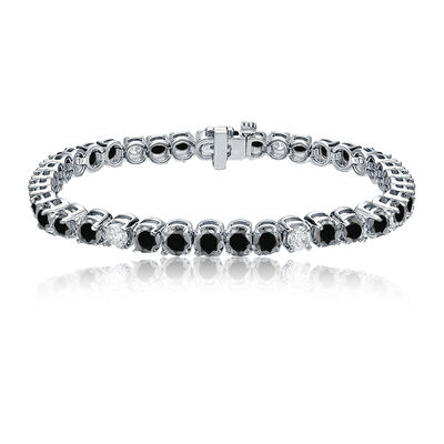 Black & White 7ctw. Diamond Tennis Bracelet in 14k White Gold
