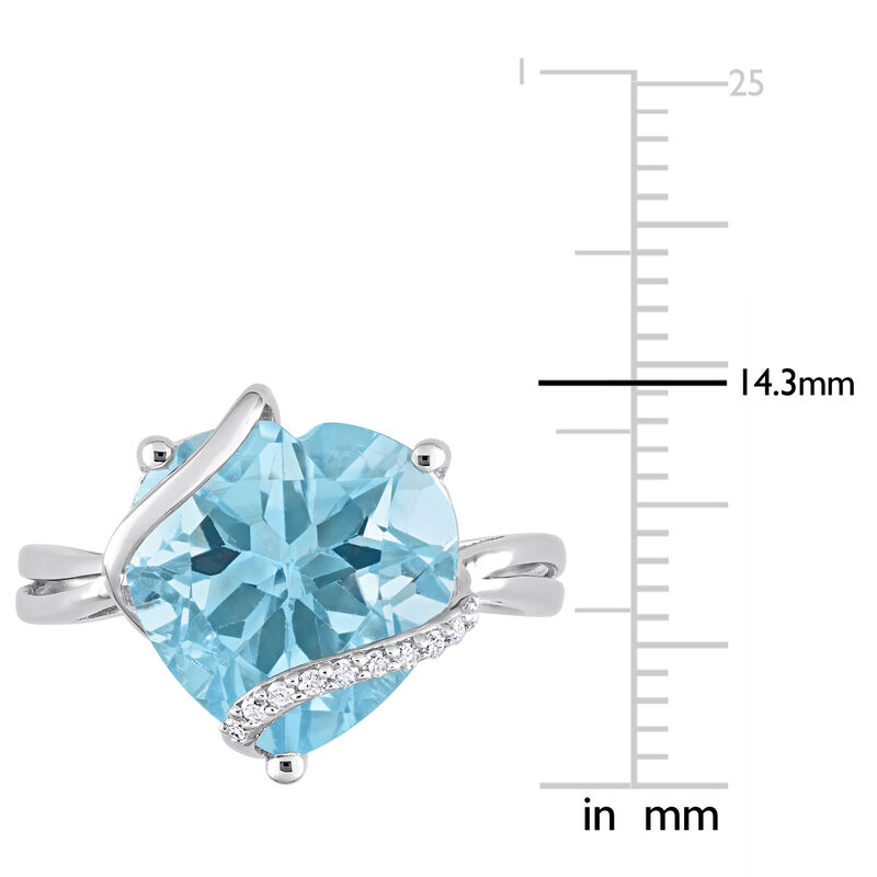 Heart-Shaped Blue Topaz & Diamond Wrapped Ring in Sterling Silver image number null