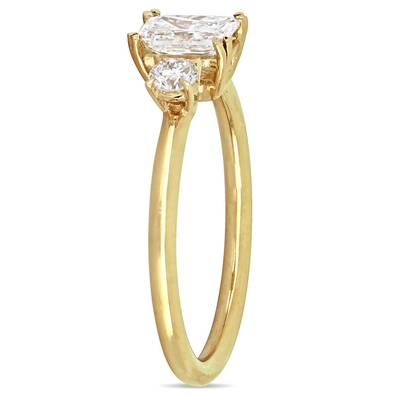 Three-Stone Radiant & Round 1ctw. Diamond Engagement Ring in 14k Yellow Gold image number null