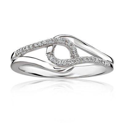 Love Knot Diamond Ring in Sterling Silver
