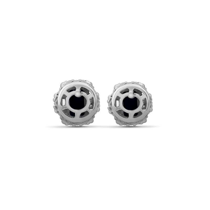 Emerald-Cut Sapphire & Diamond Halo Stud Earrings in 10k White Gold image number null