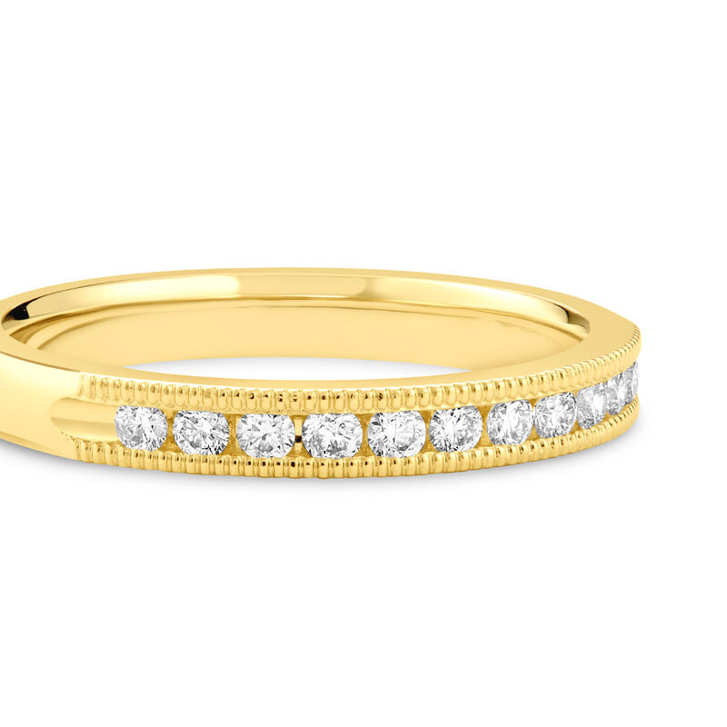 Natural Diamond Milgrain Channel Anniversary Band in 14k Yellow Gold image number null