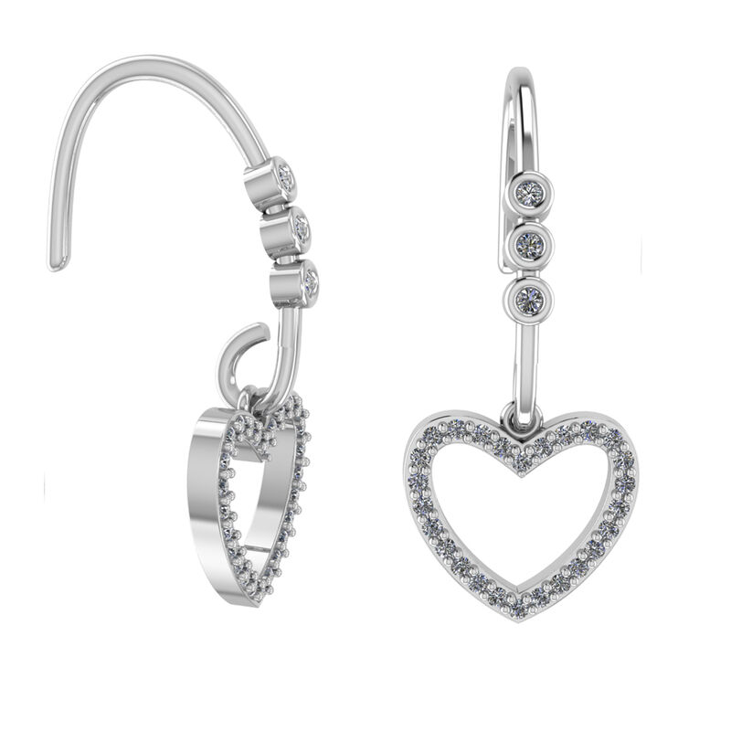 Diamond 0.32ctw. Heart Earrings in Sterling Silver image number null