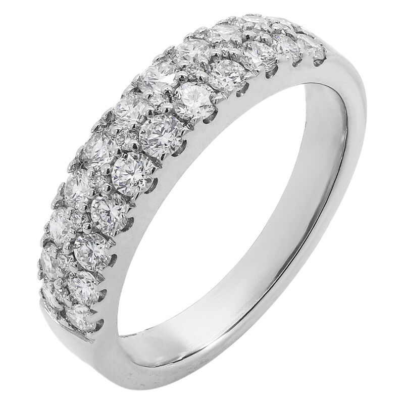 Round Natural Diamonds 3/4ctw. Multi Row Hidden Diamond Wedding Ring in 14k White Gold image number null