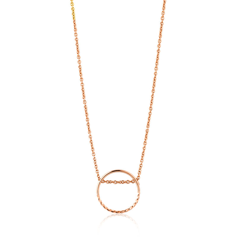 Twist Chain Circle Necklace in Sterling Silver/Rose Gold Plated image number null